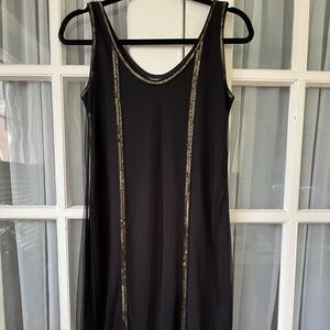 Vivienne Tam vintage cocktail dress, black with gold sequins, Size 3 (large?)